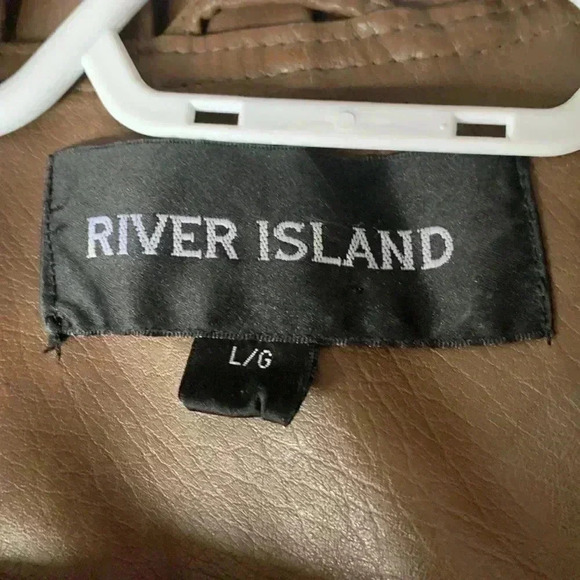 River  Island brown lined vegan leather vest with front zipper and ruffles - Picture 6 of 9